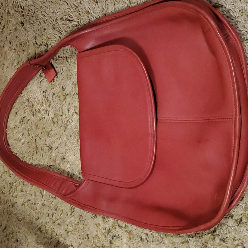 Red coach shoulder purse